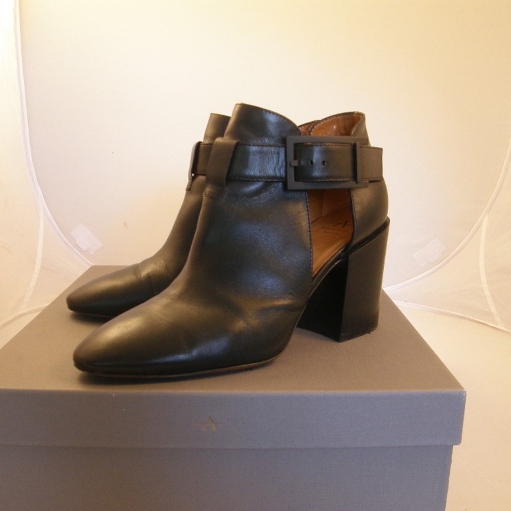 Aquatalia Black calf shoe booties with buckles